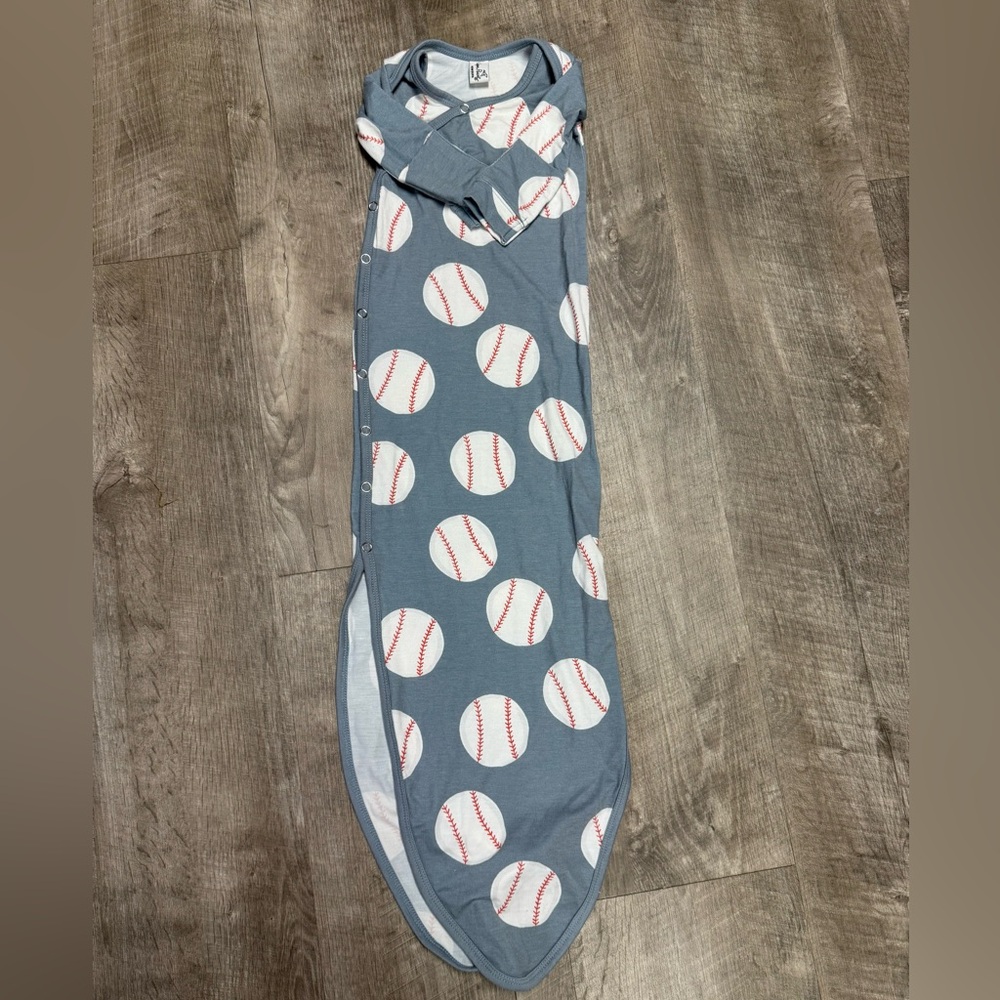 Baseball Print Newborn Gown